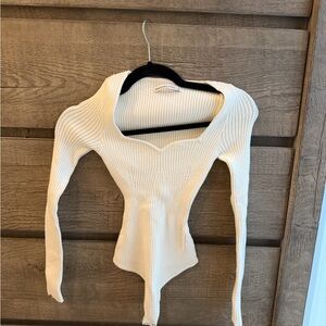Abercrombie Ribbed Sweater V Neck Body Suit - SIZE XS NEW